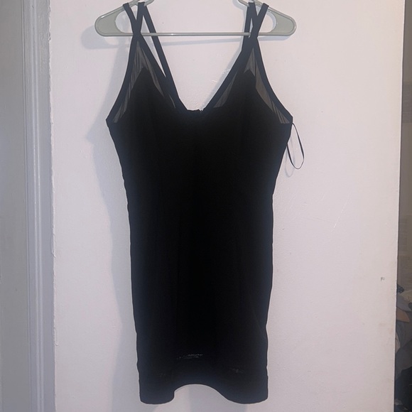 BLACK MESH DETAIL MINI DRESS - Picture 1 of 5